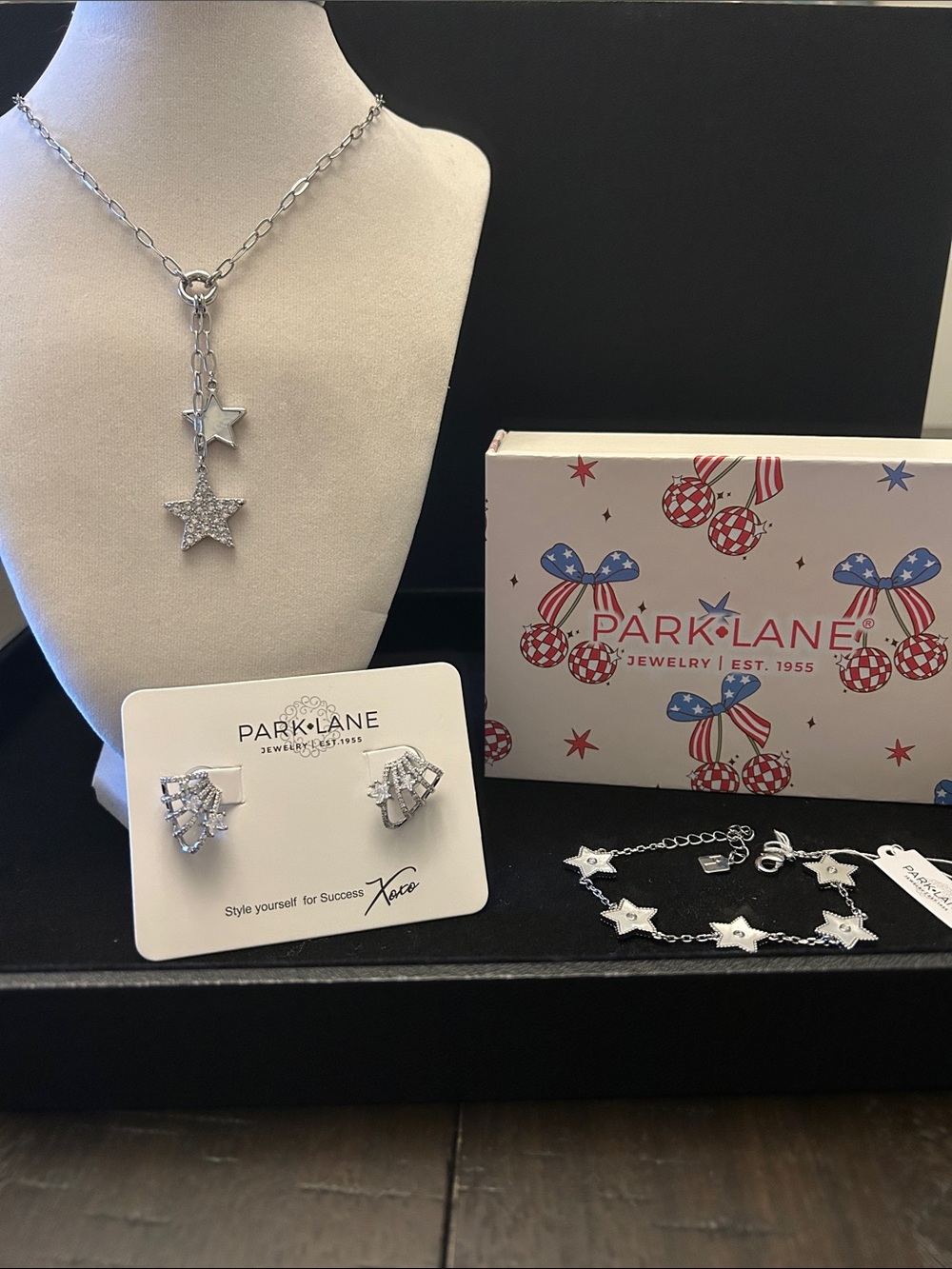 Park Lane Silver Star Trio Necklace with Matching Earrings and Bracelet